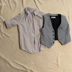 Janie and Jack blue dress shirt and H&M blue vest